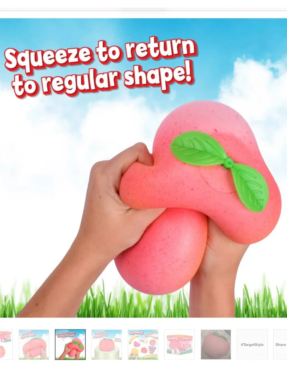 Lot/2 XL Peach Squeezy & XL Carrot Squeezy by Sunny Days Bundle/ 2 Squishies NEW